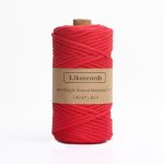 Corde macramé 4mm Peignée 100m couleur rouge