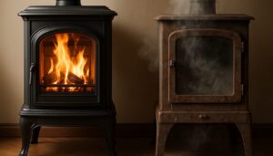 contraste poêle à bois